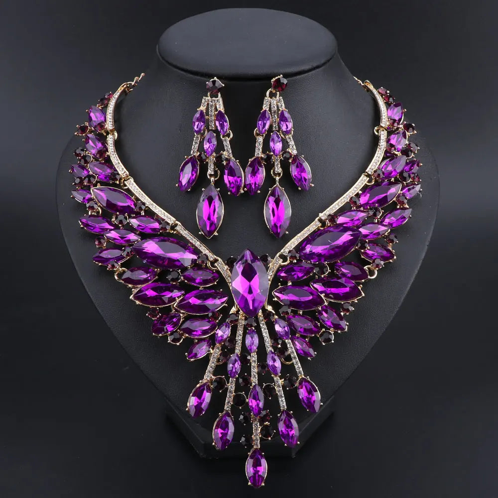Indian style bridal jewelry set with crystal necklace
