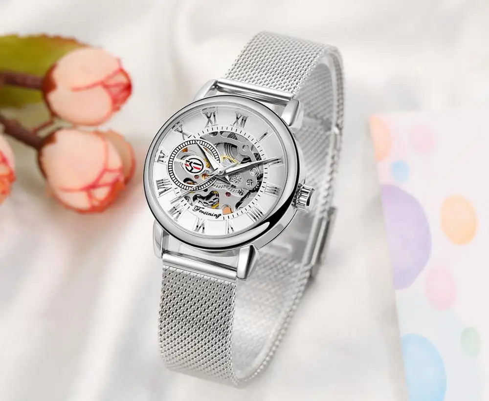 Fashion Women's Automatic Mesh Strap Watch