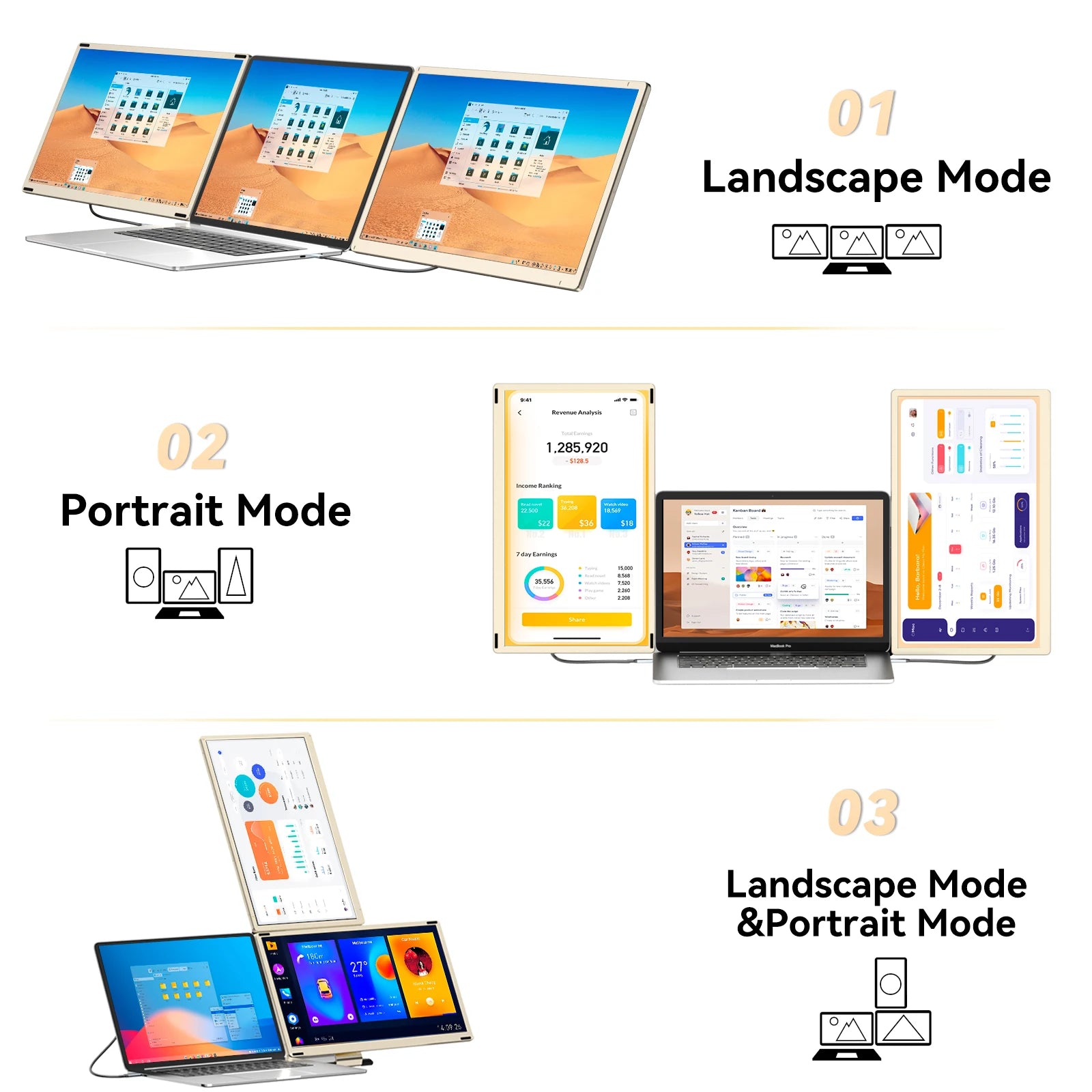 15.6" Portable Laptop Monitor | Foldable Dual Screen Extender | New Trend S6