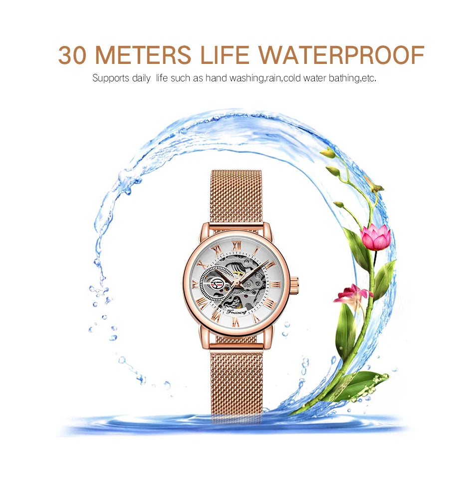 Fashion Women's Automatic Mesh Strap Watch