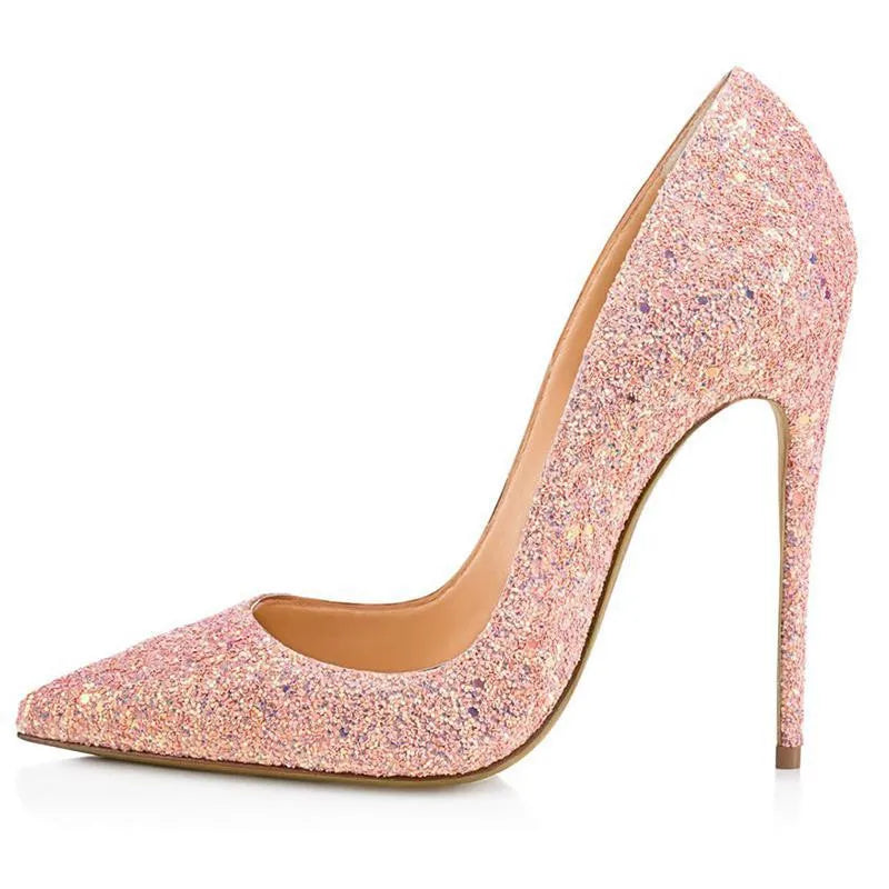 Bridal Shoes | 12cm Stiletto Pointed Toe | Sparkling Pumps for Wedding and Party