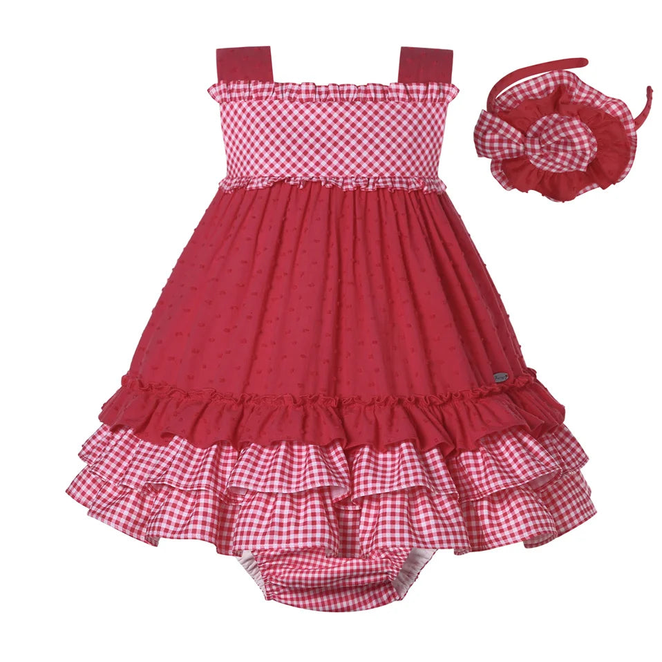 Baby Girl Summer Clothes (6-24M) | Casual Dress with Red Plaid Print
