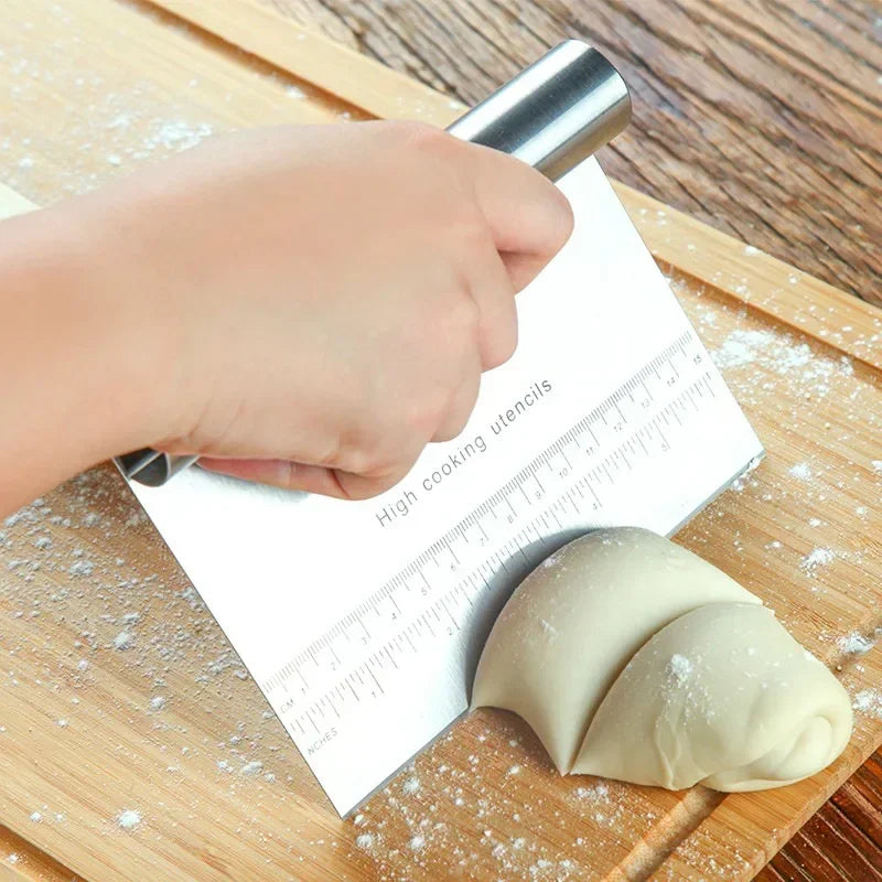 Stainless steel dough scraper with ruler