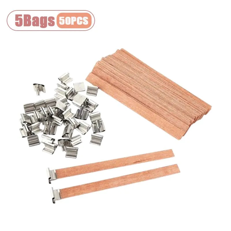 Natural Wood Wicks for Candle Making | Wooden Candle Wicks with Clips for Soy Wax | Handmade Craft Supplies