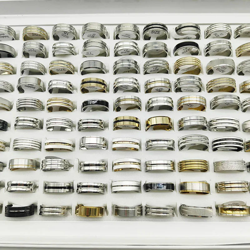 20pcs Wide Band Stainless Steel Ring Set for Men & Women