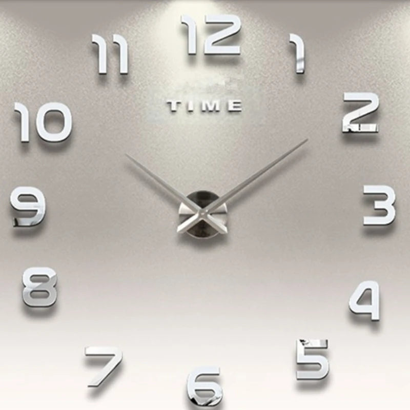 Large 3D acrylic wall clock with mirror effect