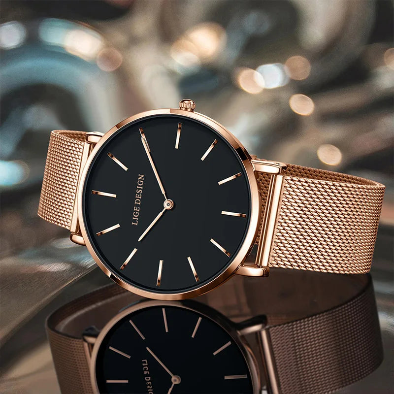 LIGE Women's Elegant Simple Quartz Waterproof Watch