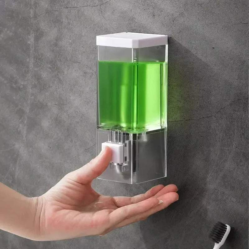 Adhesive Wall-Mounted Soap Dispenser - Manual, Transparent