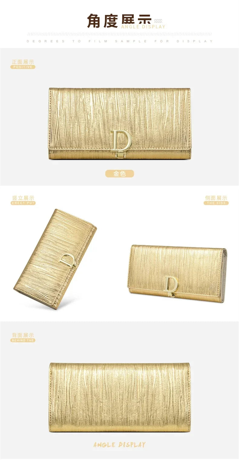 Women's Genuine Leather Long Wallet with Phone Compartment