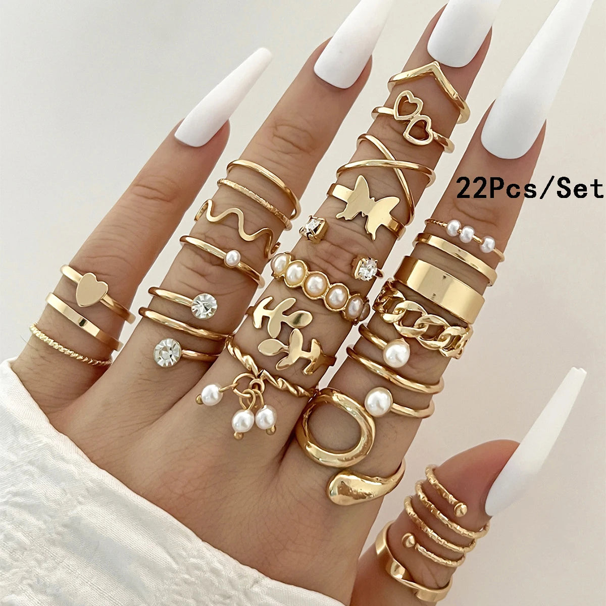 23Pcs Gold & Silver Knuckle Rings Set for Women, Crystal Star & Moon Designs for Party & Gifts