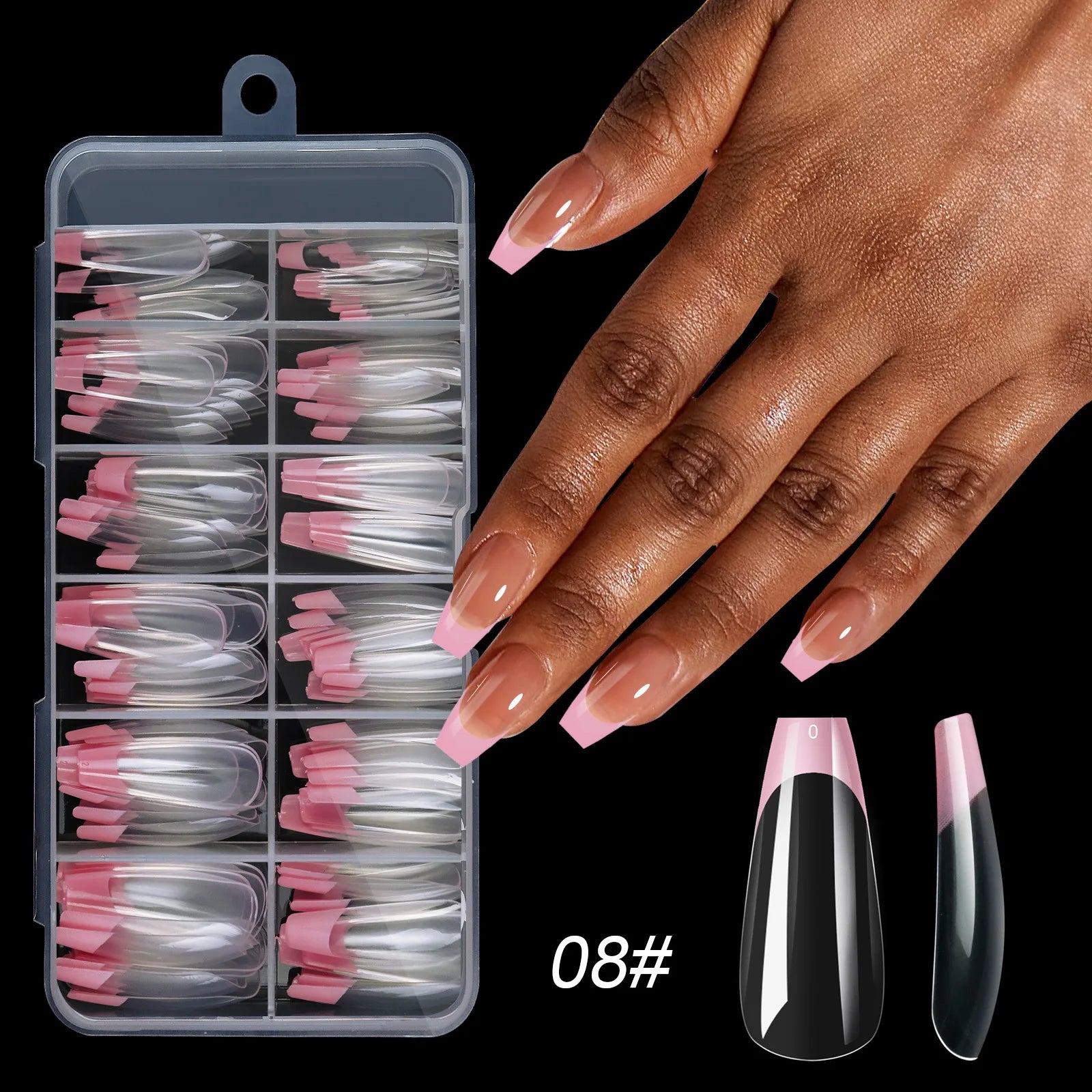 Press-on nail set medium square French style