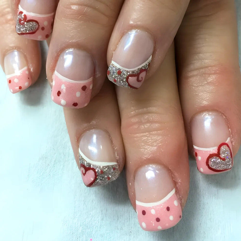 Y2K press on nails black French tips