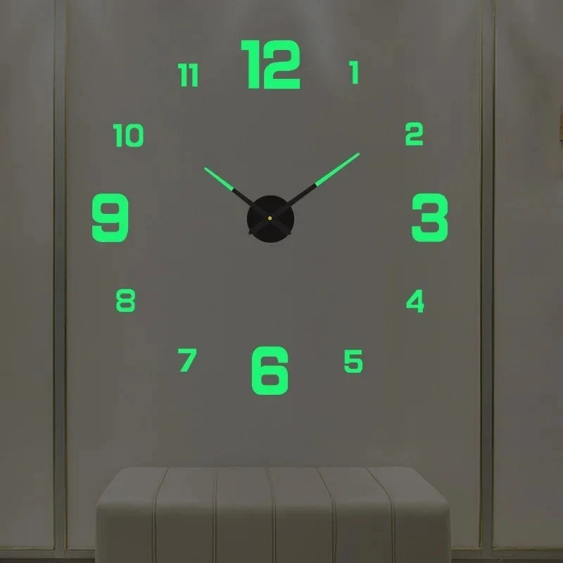 Large 3D acrylic wall clock with mirror effect