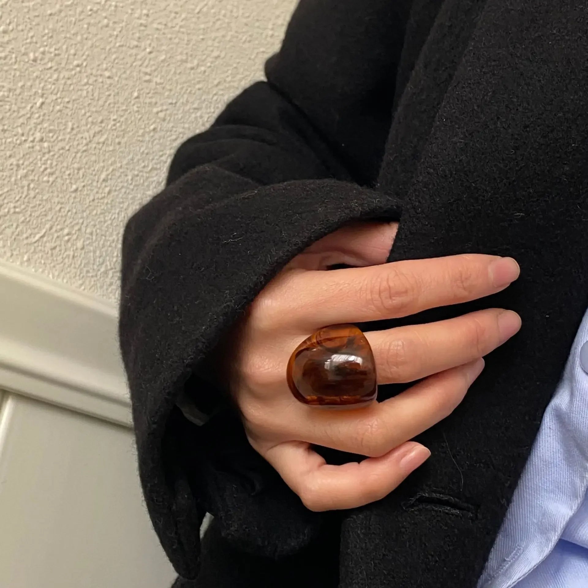 Geometric resin ring oversized design