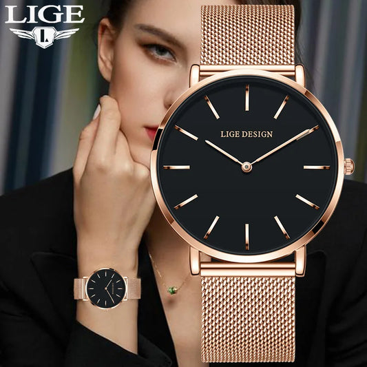 LIGE Women's Elegant Simple Quartz Waterproof Watch