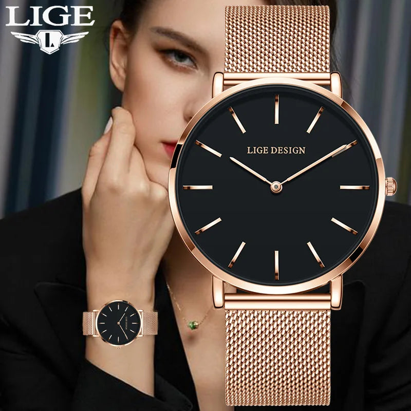 LIGE Women's Elegant Simple Quartz Waterproof Watch
