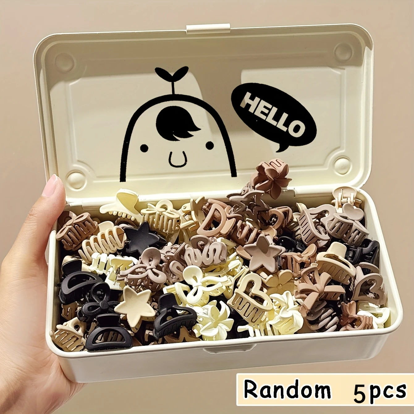 Beige Hair Clip Pack