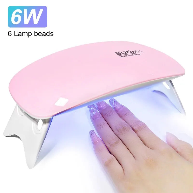 6W 6 LED Mini UV Nail Lamp, Portable with USB Cable for Home Manicure
