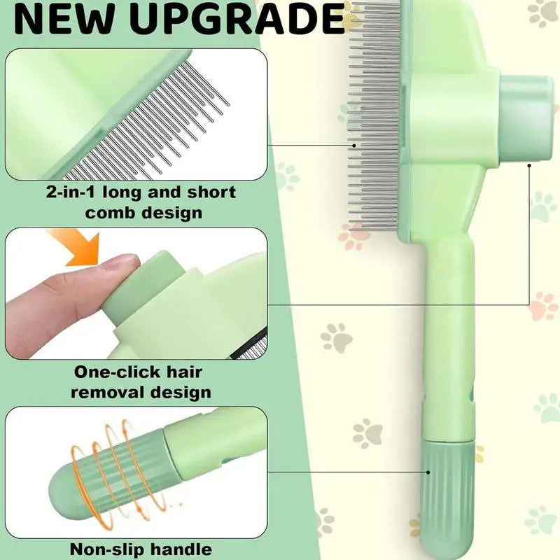 Self Cleaning Pet Deshedding Brush for Cats & Dogs with Long Hair