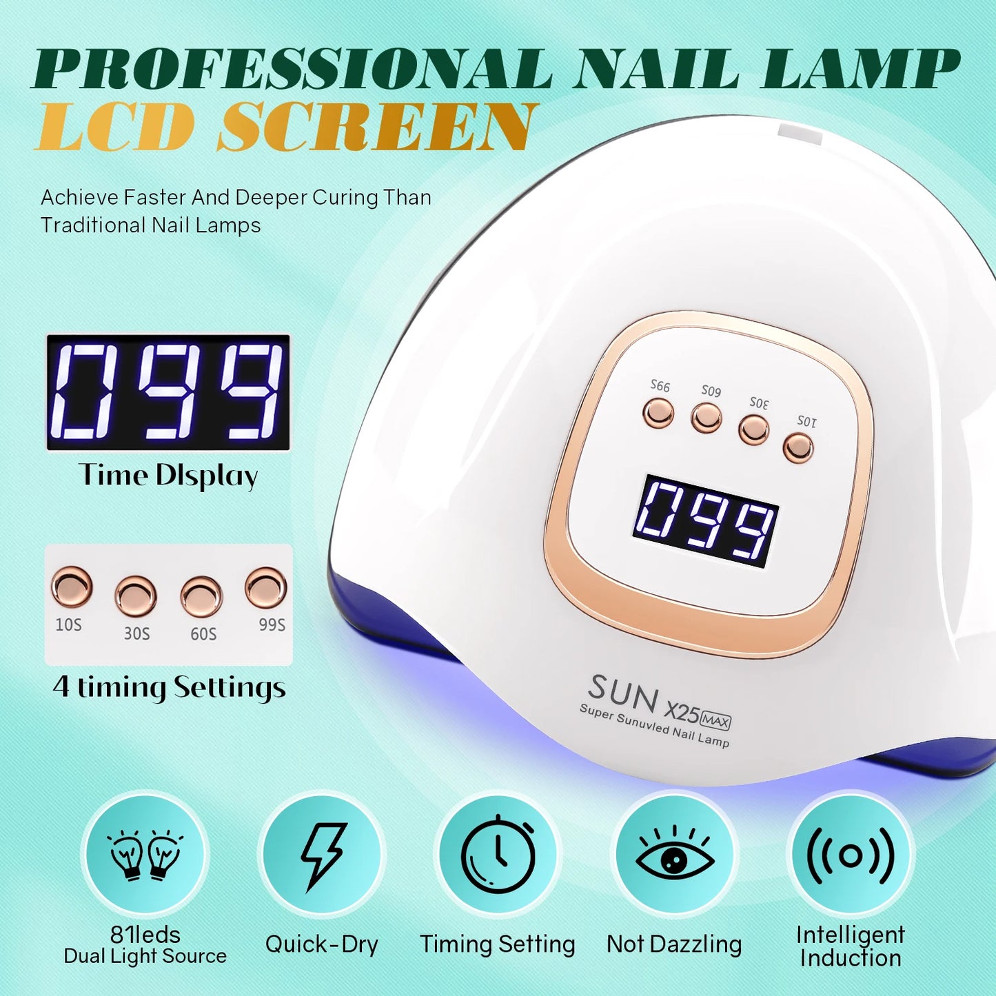 UV LED Nail Lamp 380W, Compatible with All Gel Polishes for Home & Salon Use