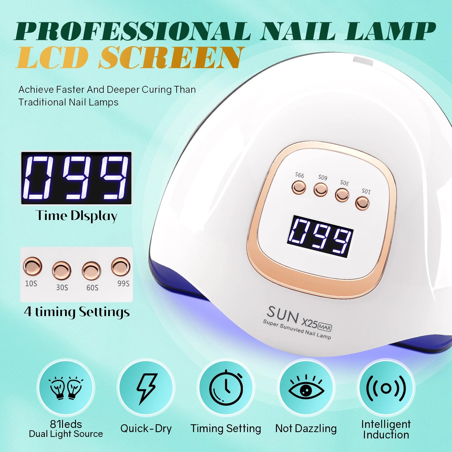 UV LED Nail Lamp 380W, Compatible with All Gel Polishes for Home & Salon Use