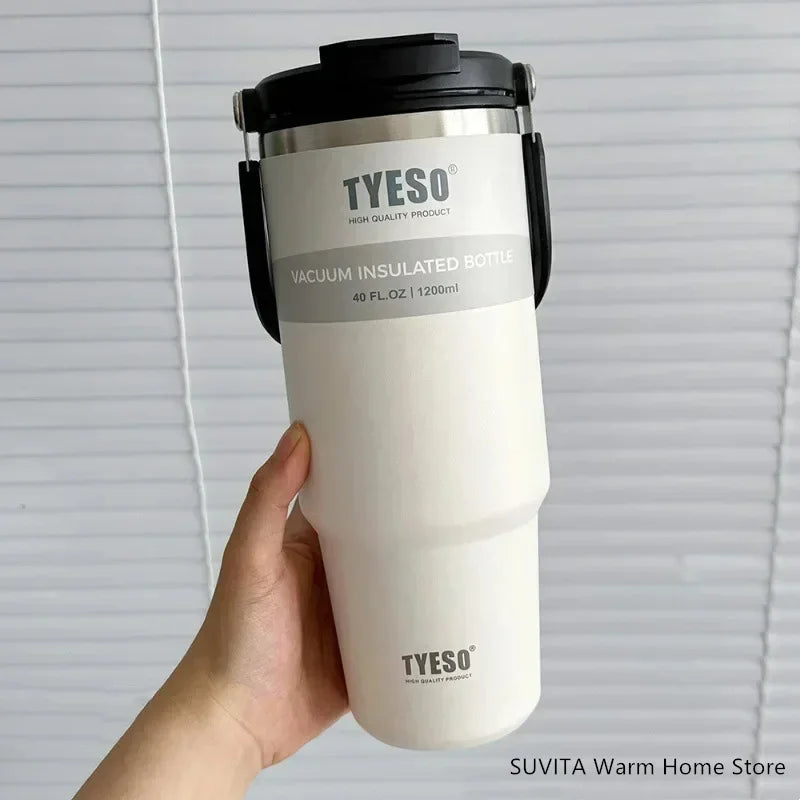 Stainless Steel Thermal Car Mug, Vacuum Insulated Travel Cup, Large Capacity with Dual Function Lid, Fits Cup Holders