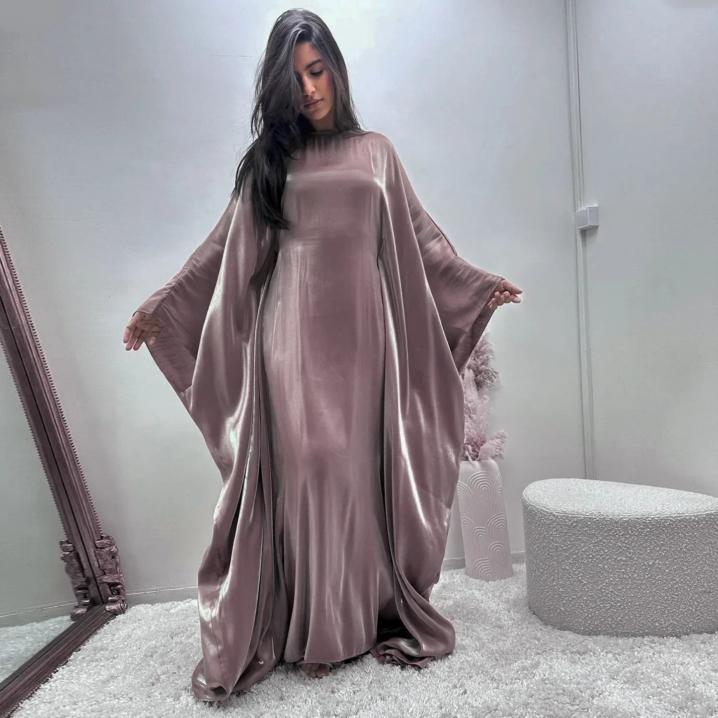Shiny abaya with butterfly design