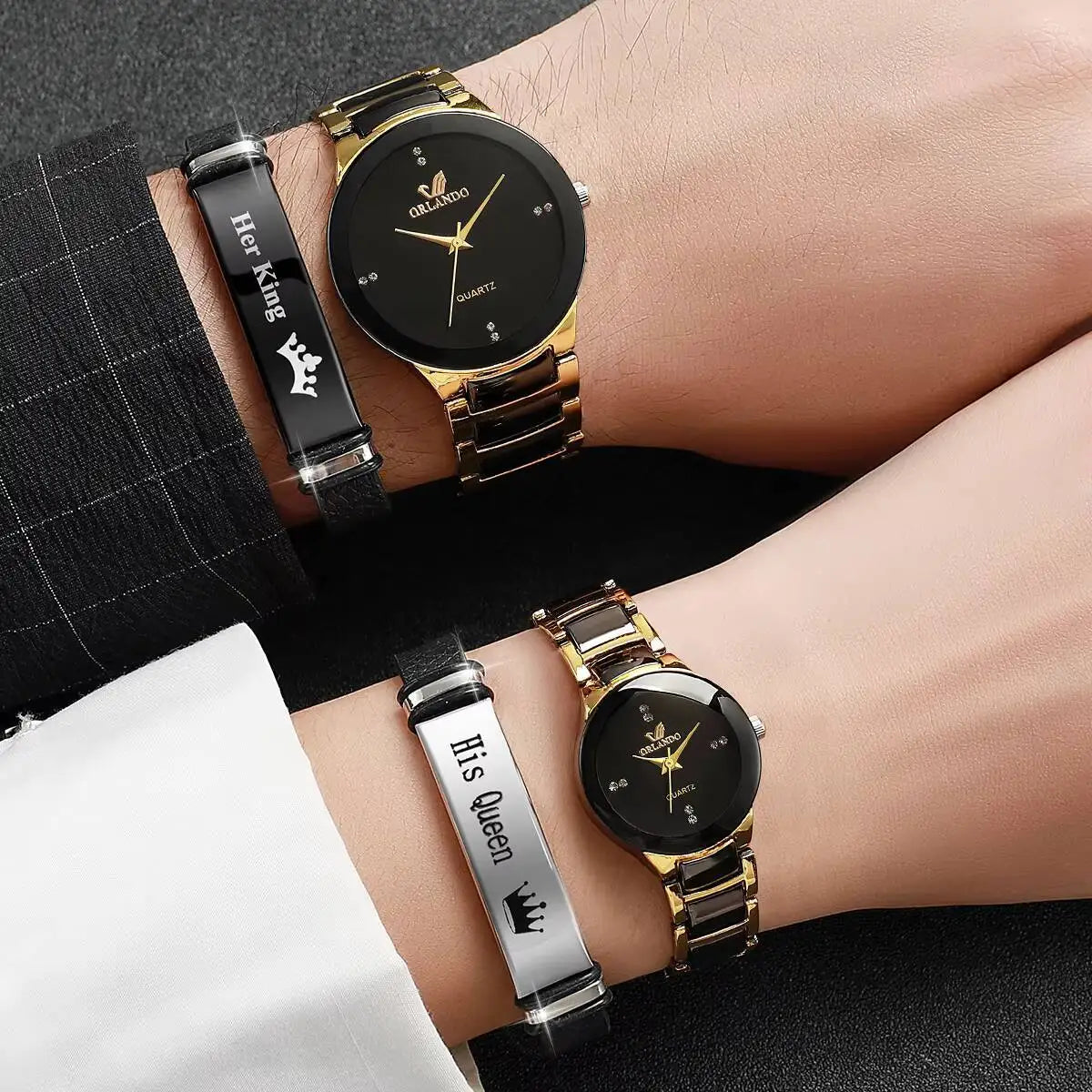 Couple watch set stainless steel bracelets