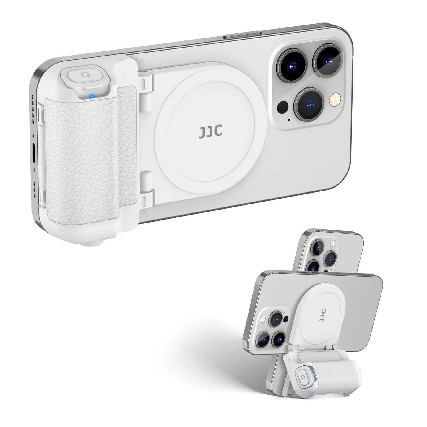Magnetic phone camera grip with remote