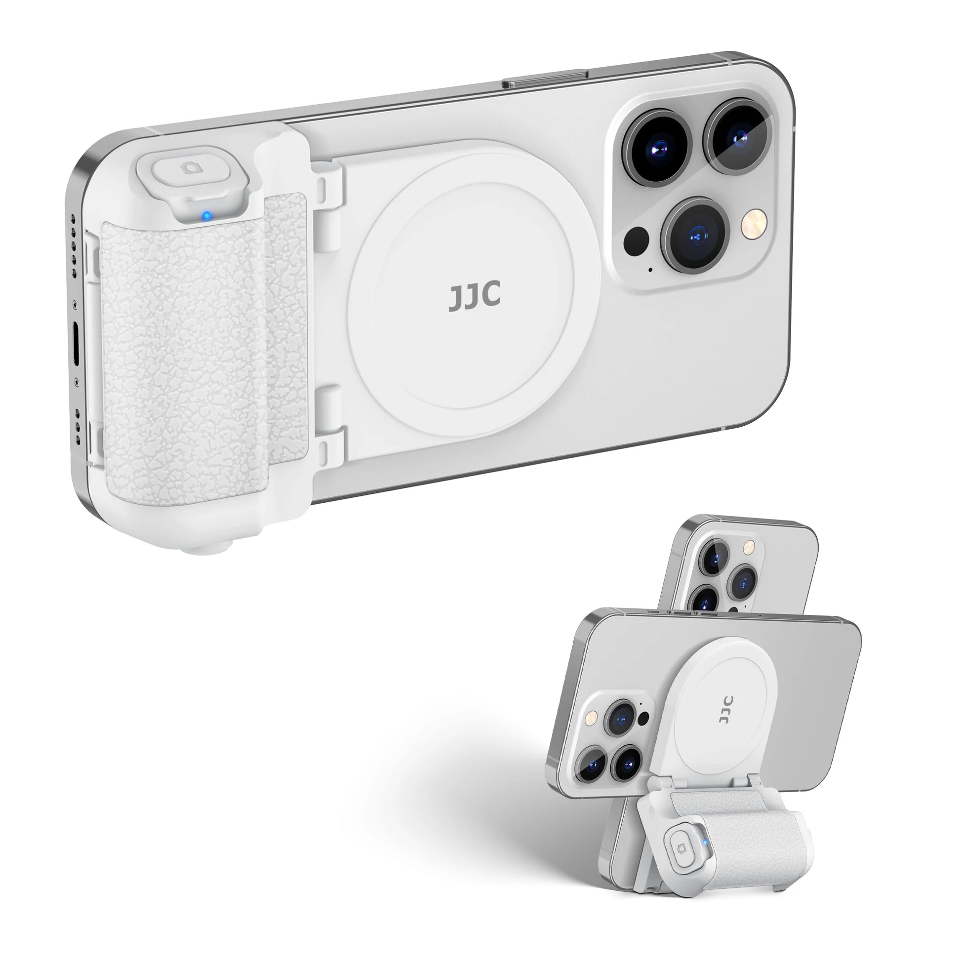 Magnetic phone camera grip with remote