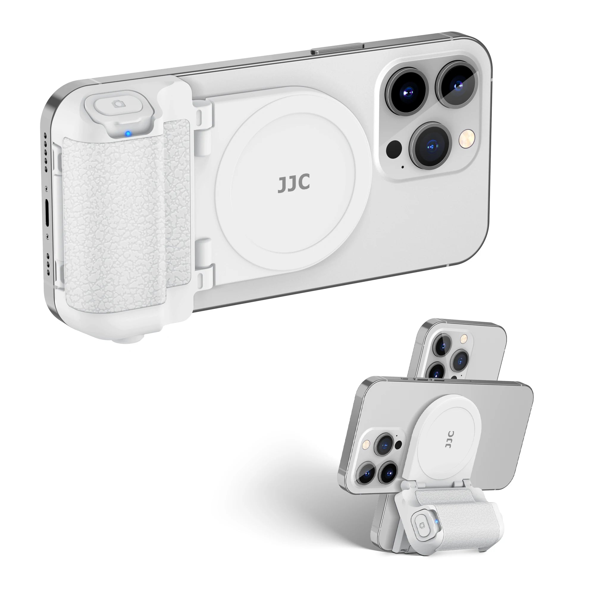 Magnetic phone camera grip with remote