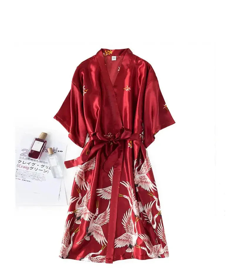 Women's Satin Kimono Robe Set