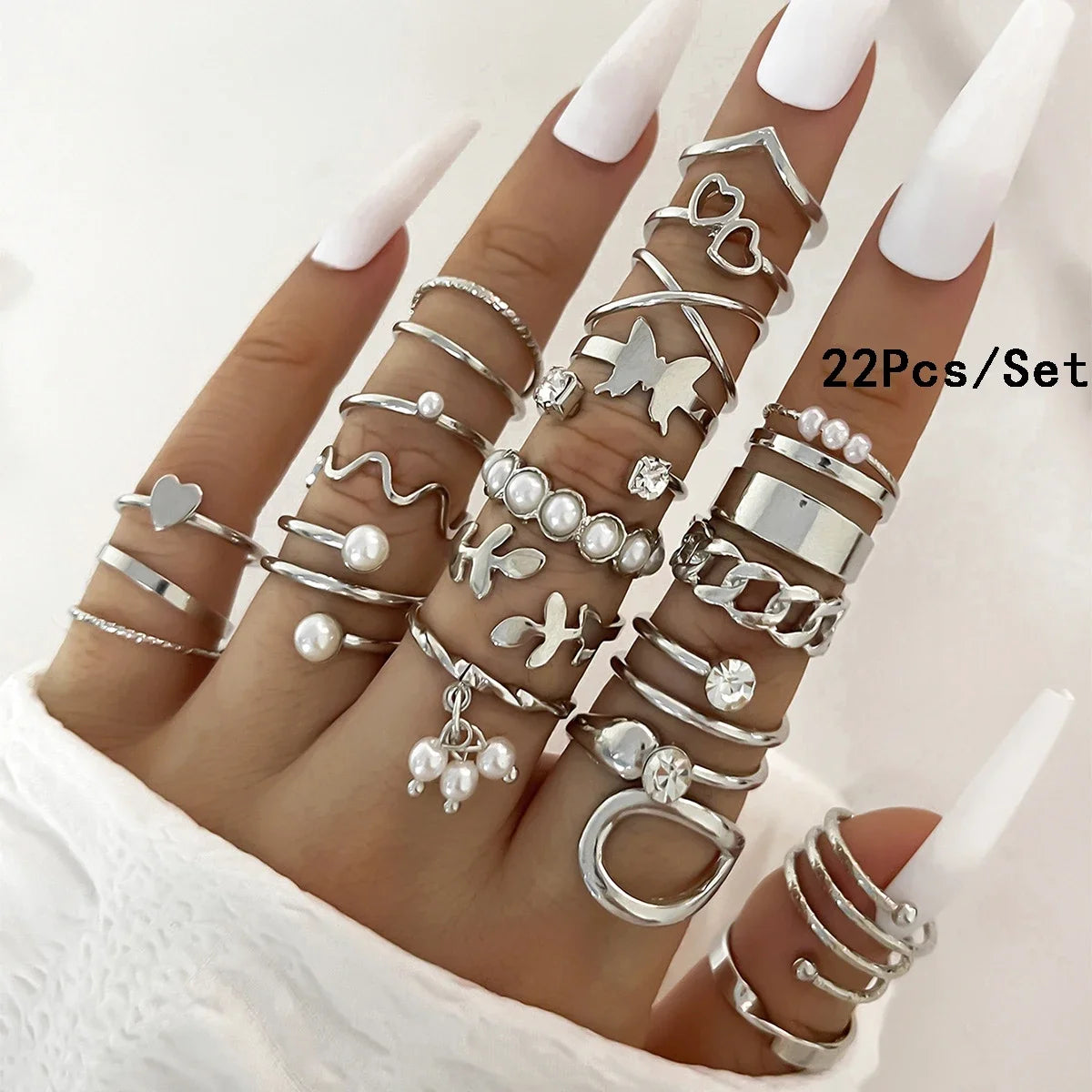 Set of 30 Women's Rings, Bohemian Geometric Stackable and Knuckle Rings, Gold and Silver Jewelry for Parties
