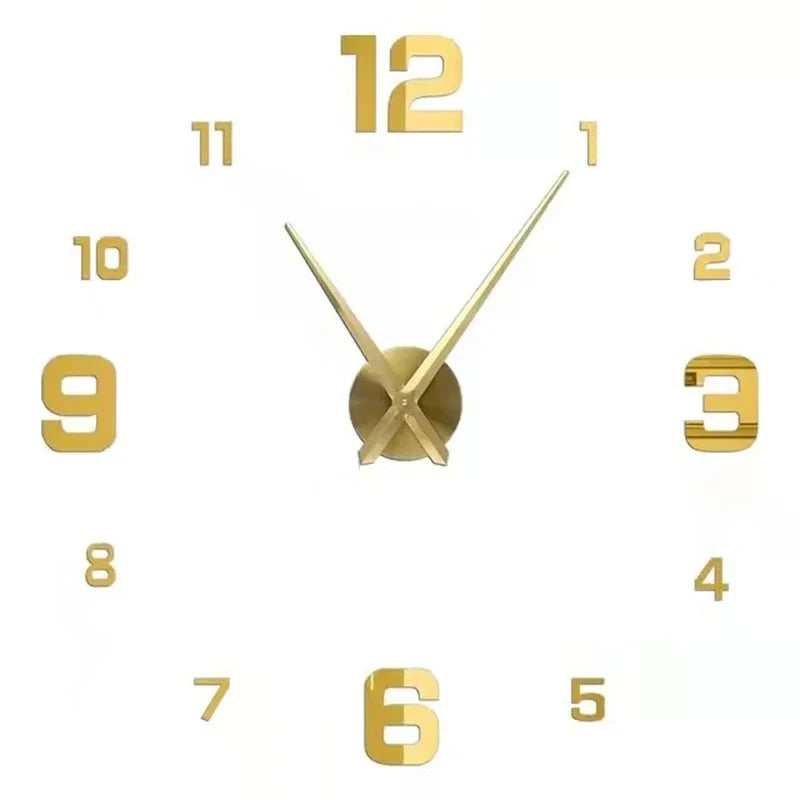 Large 3D acrylic wall clock with mirror effect