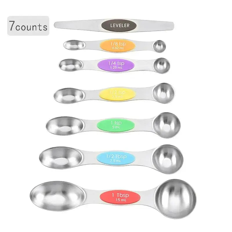Double-Sided Magnetic Measuring Spoons, Stainless Steel and Stackable