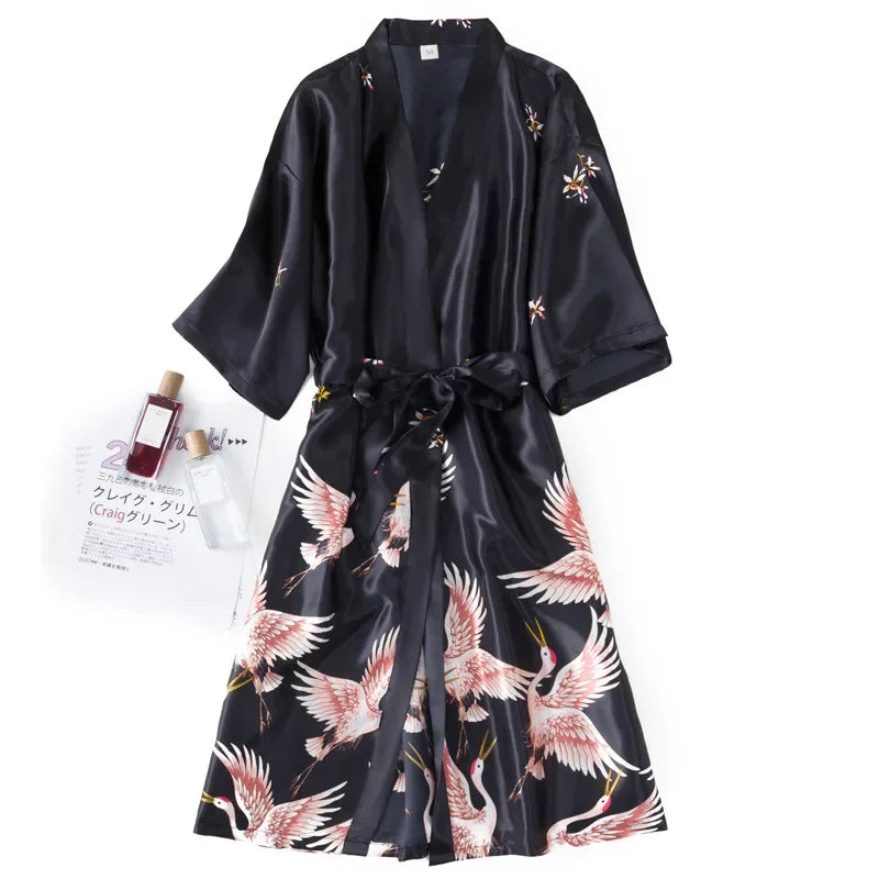 Women's Satin Kimono Robe Set