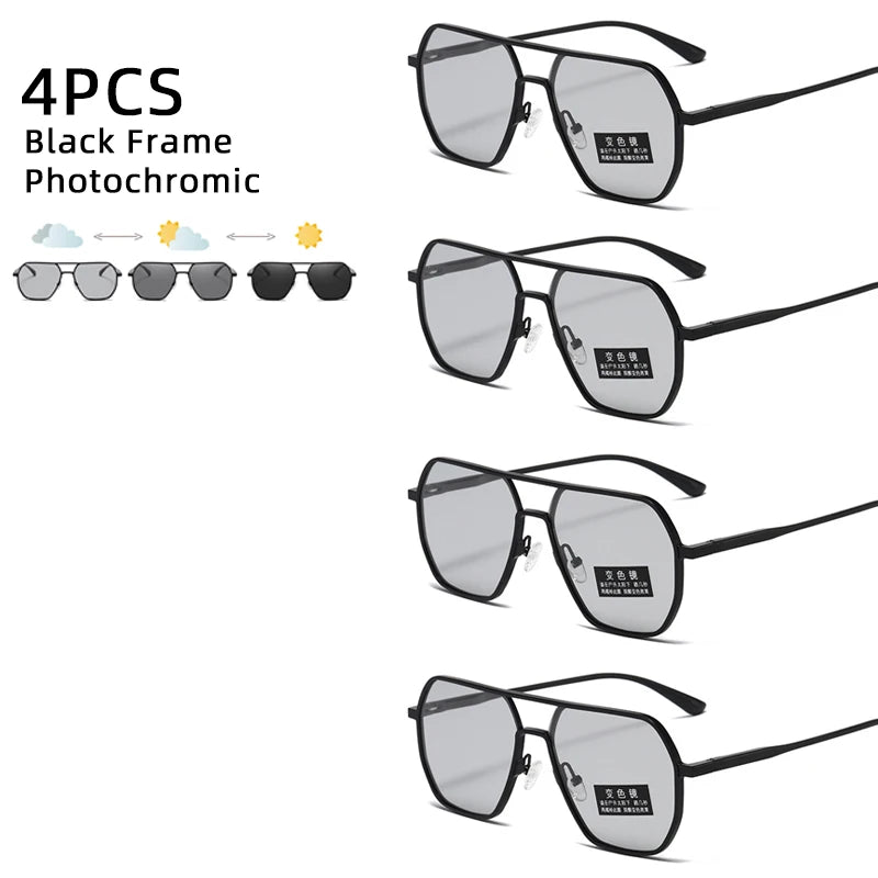 Unisex Metal Photochromic Sunglasses - Polarized with UV400 Protection