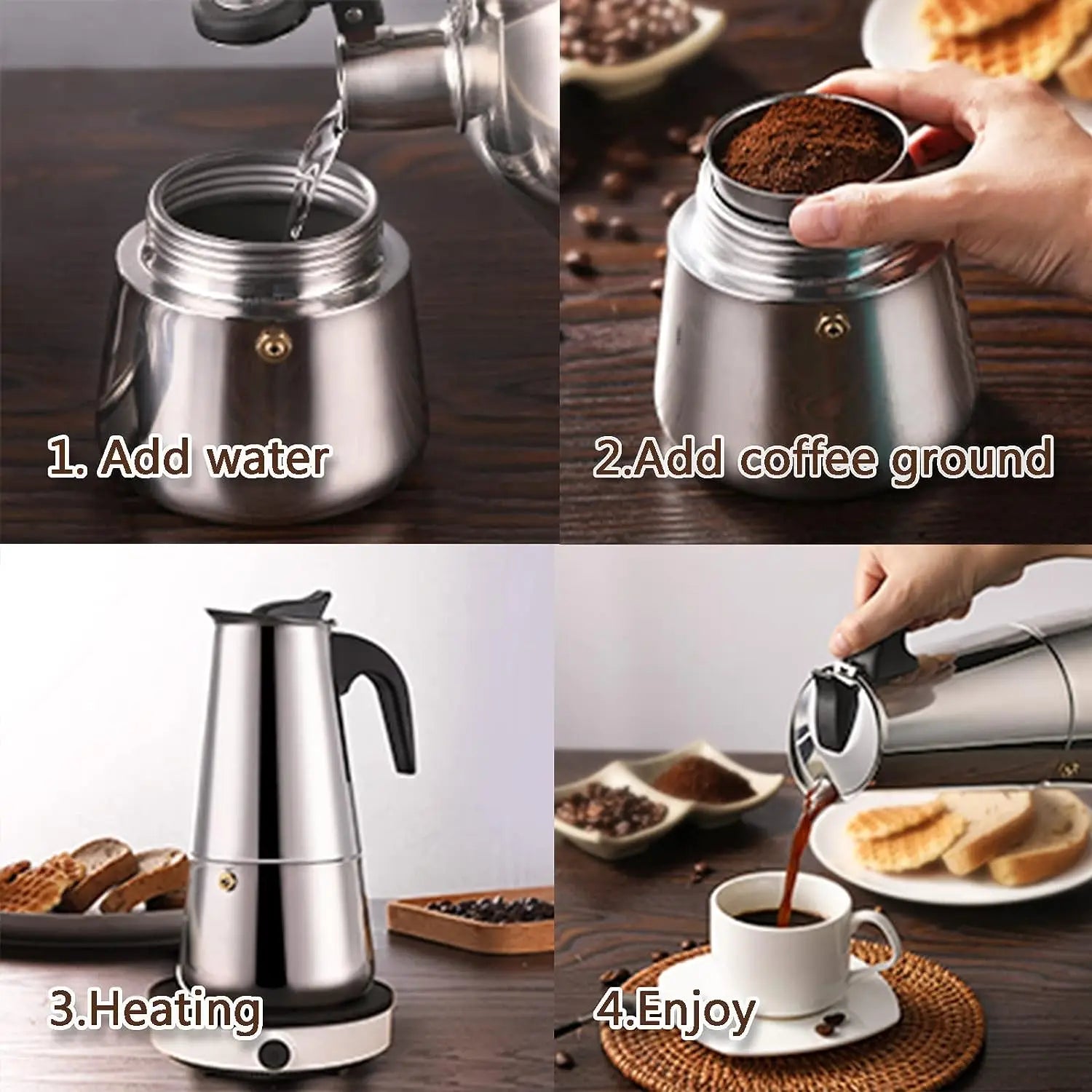 Italian espresso coffee maker moka pot