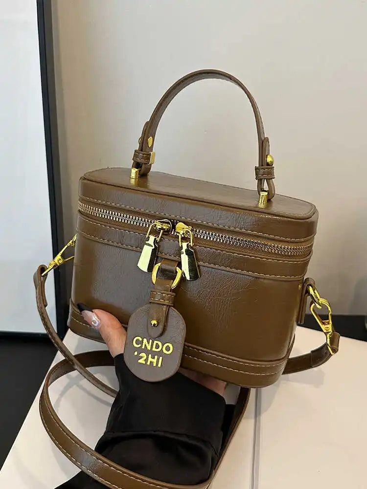Faux Leather Bucket Bag - Trendy Style