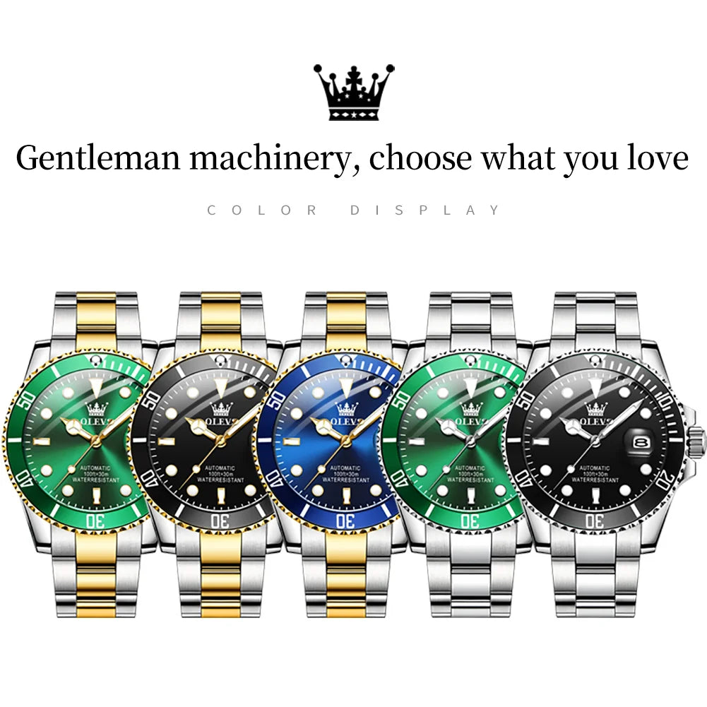 Men's Automatic Waterproof Stainless Steel Watch