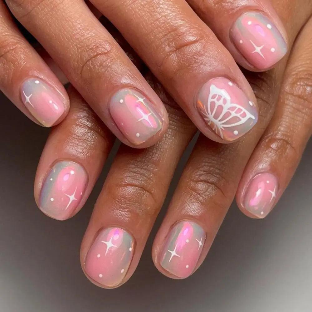 Cartoon press-on nails with snail design