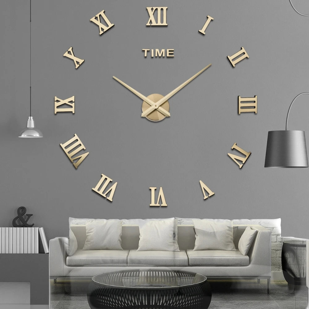Large 3D acrylic wall clock with mirror effect