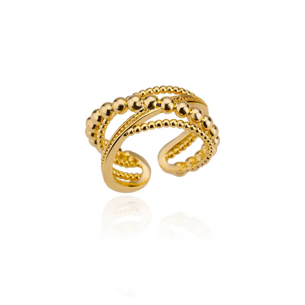 Stainless Steel Ring. Gold Finish. Classic Luxury Design
