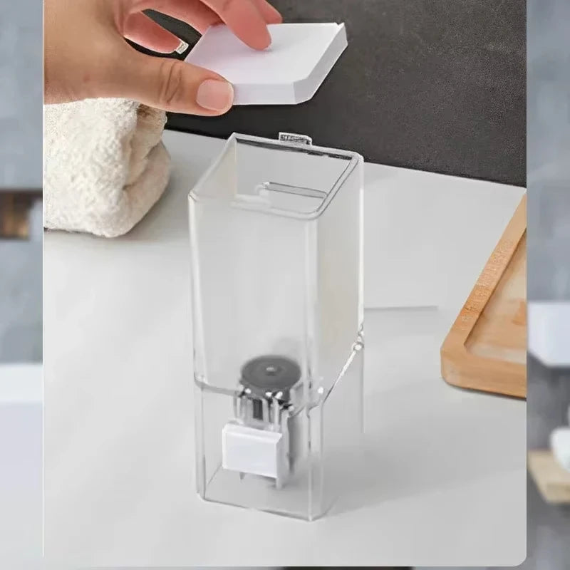 Adhesive Wall-Mounted Soap Dispenser - Manual, Transparent