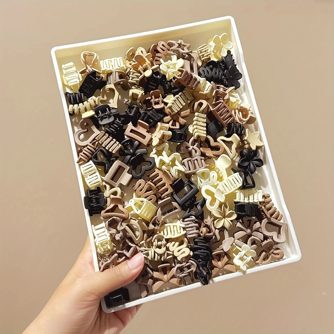 Beige Hair Clip Pack