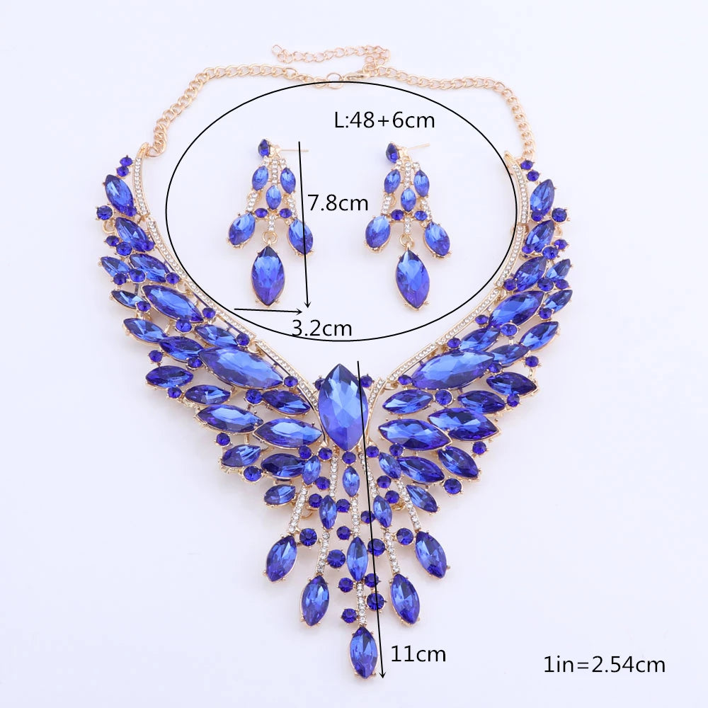Indian style bridal jewelry set with crystal necklace