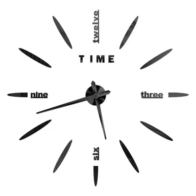 Large 3D acrylic wall clock with mirror effect