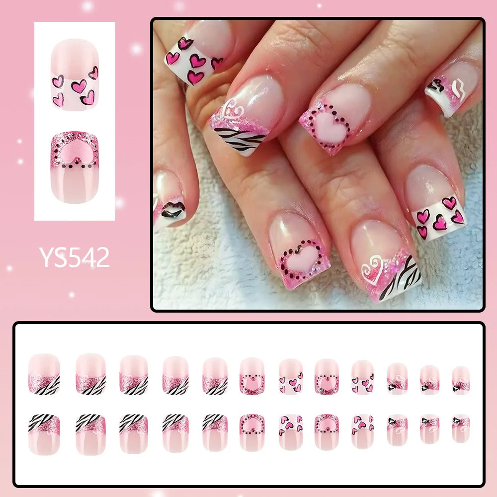 Y2K press on nails black French tips