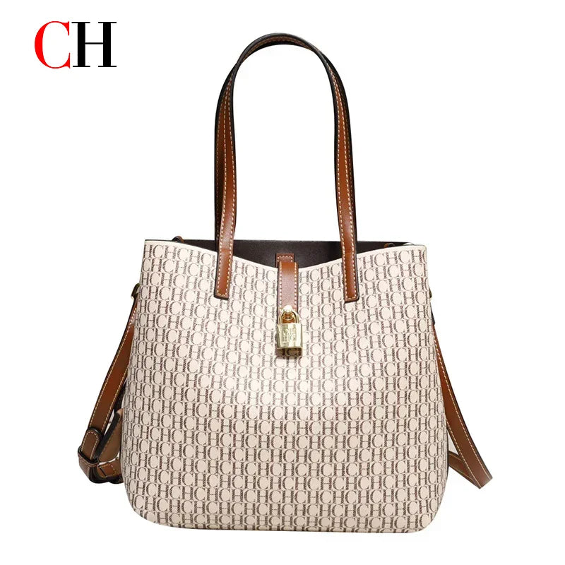 Large Capacity Women's Handbag, Tote Shoulder Bag with Letter Design, Elegant and Versatile for Daily Use, Work and City