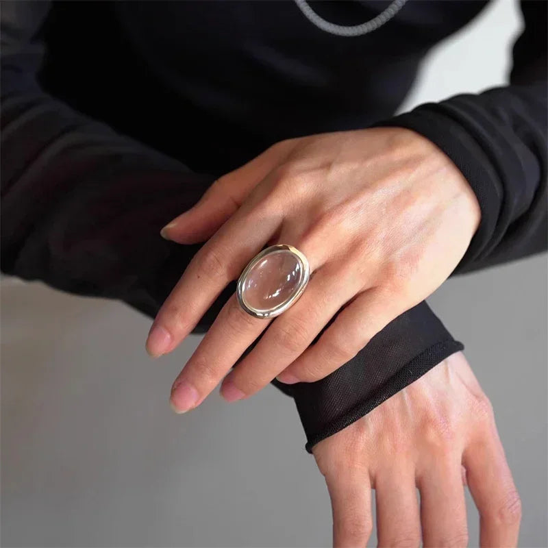 Geometric resin ring oversized design